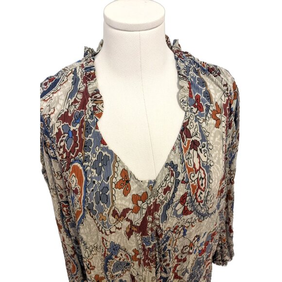 Reitmans Womens Boho Textured Paisley Blouse Western Long Sleeve Office XXL - Picture 3 of 9